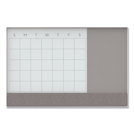 U BRANDS 3N1 Magnetic Glass Dry Erase Combo Board, 48 x 36, Month View, White 3198U00-01